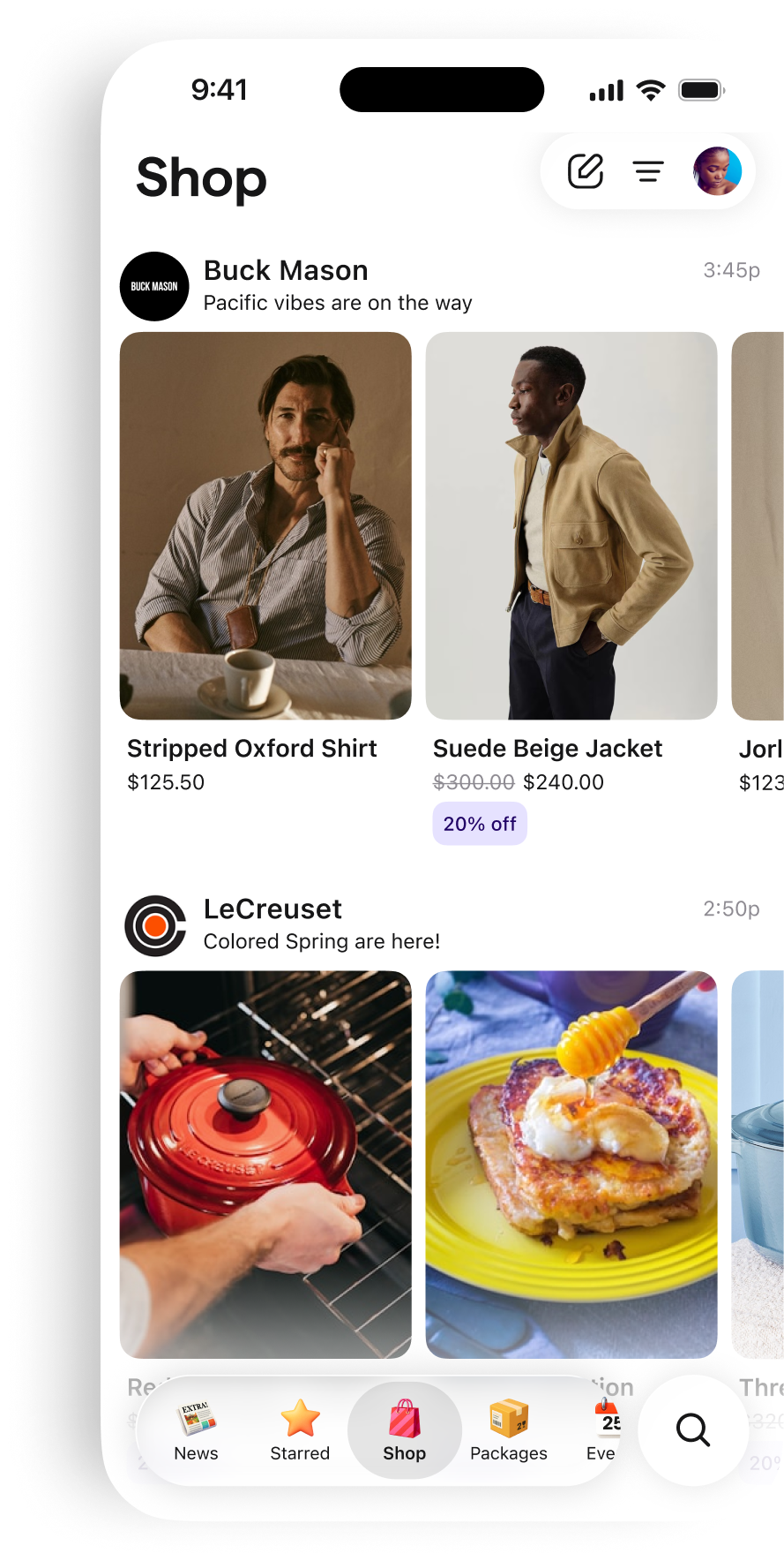 Extra Shop category feed showing product cards and deal filters