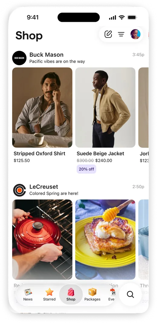 Extra Shop category feed showing product cards and deal filters